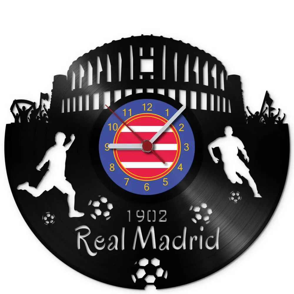Fussball Wanduhr aus Vinyl Vereinsliebe Real Madrid