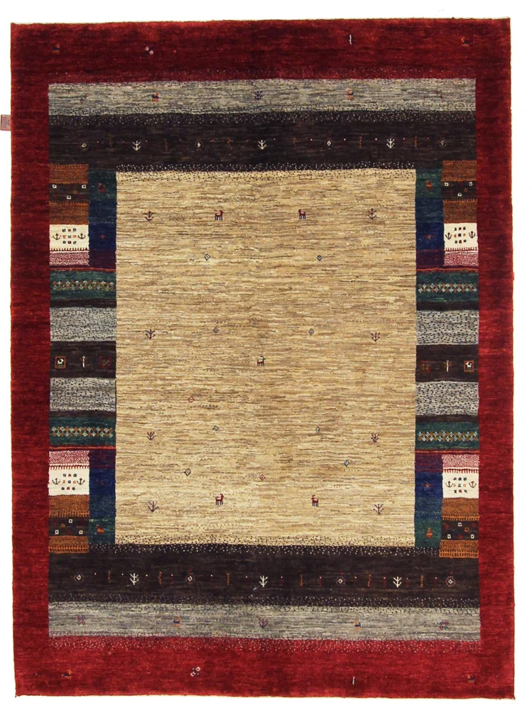 Gabbeh Teppich - Loribaft Indus - 213 x 157 cm - beige