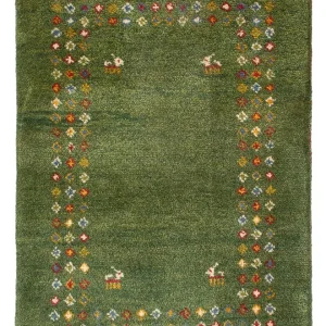 Gabbeh Teppich - Perser - 89 x 62 cm - seegrün