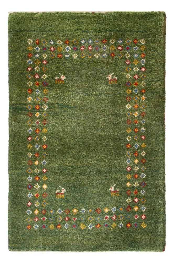Gabbeh Teppich - Perser - 89 x 62 cm - seegrün