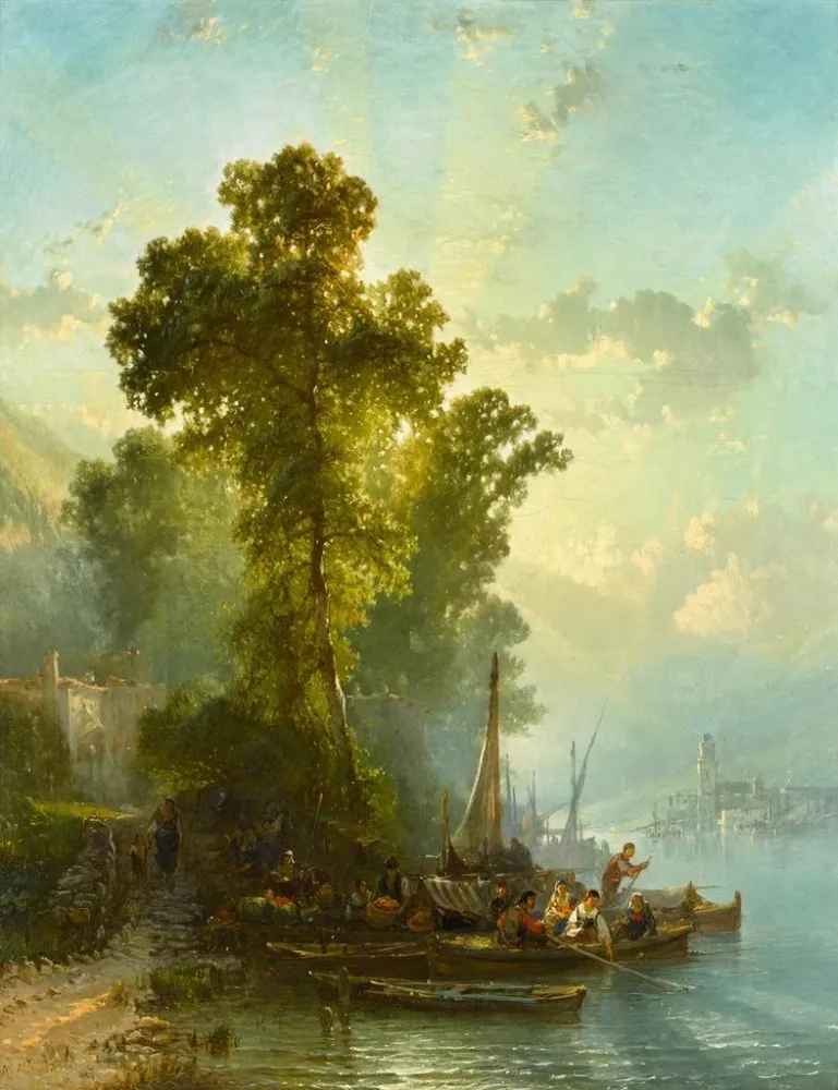 Gemälde Abenddämmerung Maggiore - Alfred Eduard Agenor de Bylandt