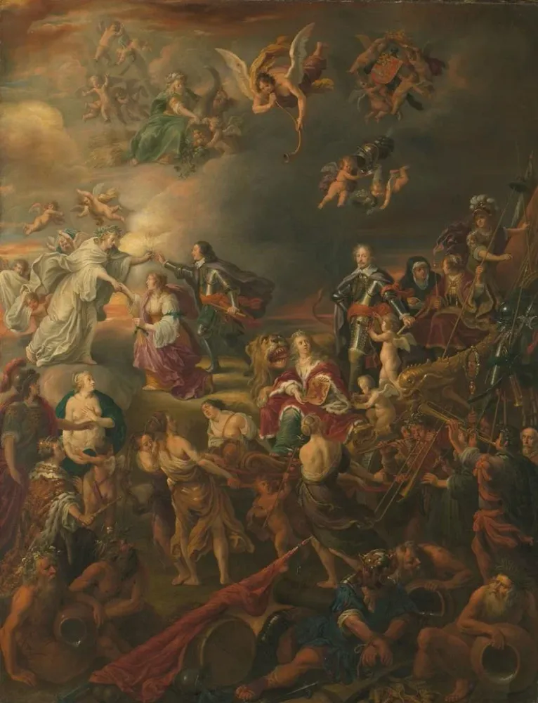 Gemälde Allegorie des Friedens unter dem Stathouder Wilhelm II - Adriaen van Nieulandt | Kunstdruck