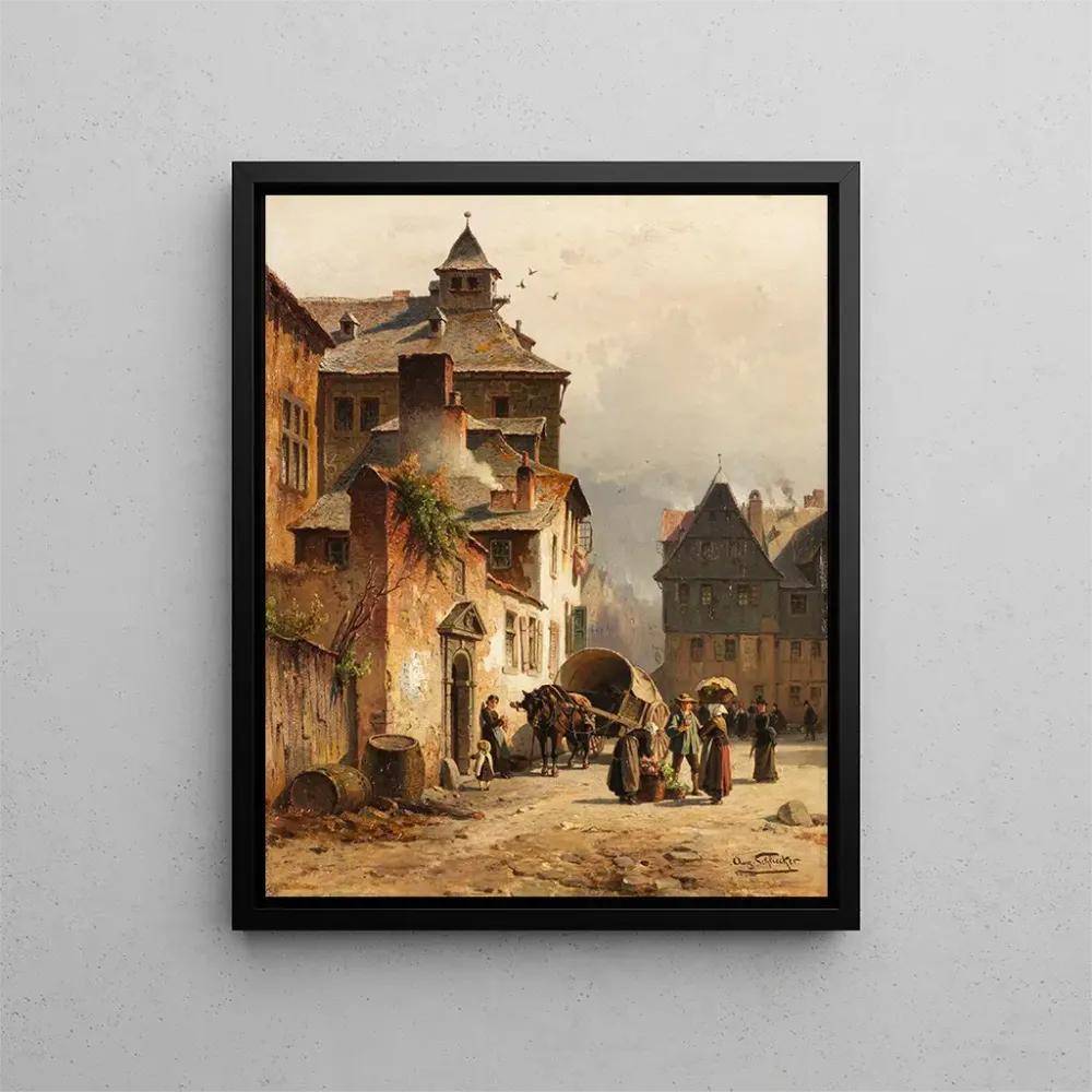 Gemälde Ansicht der Stadt Lüttich - August Eduard Schliecker | Kunstdruck