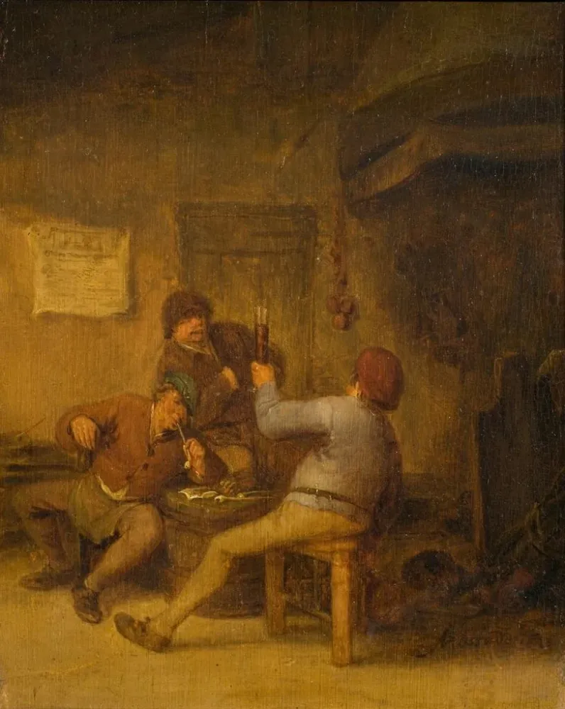 Gemälde Bauern beim Trinken und Rauchen - Adriaen van Ostade | Kunstdruck