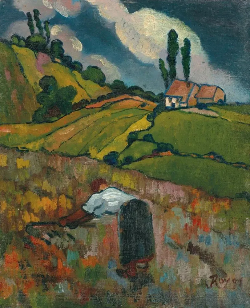 Gemälde Bauernbild bei der Ernte - Louis Roy | Kunstdruck