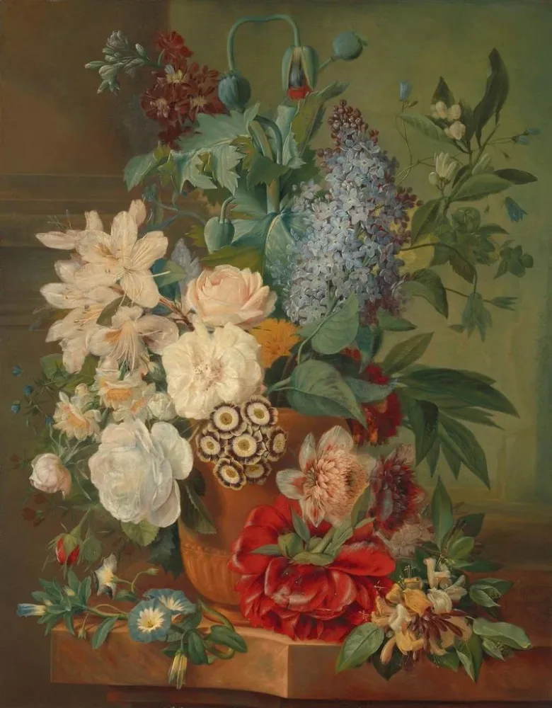 Gemälde Blumen einer Terrakottavase - Albertus Jonas Brandt | Kunstdruck