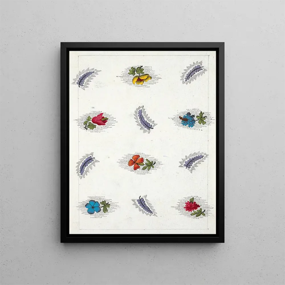 Gemälde Blumenmuster für bedruckten Stoff Pl IX - Anonym | Kunstdruck