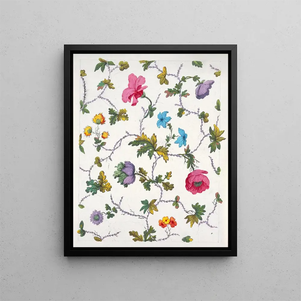 Gemälde Blumenmuster für bedruckten Stoff Pl XXII - Anonym | Kunstdruck