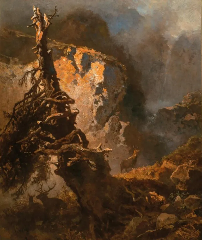 Gemälde Chamois en haute montagne - Anton Schrödl | Kunstdruck
