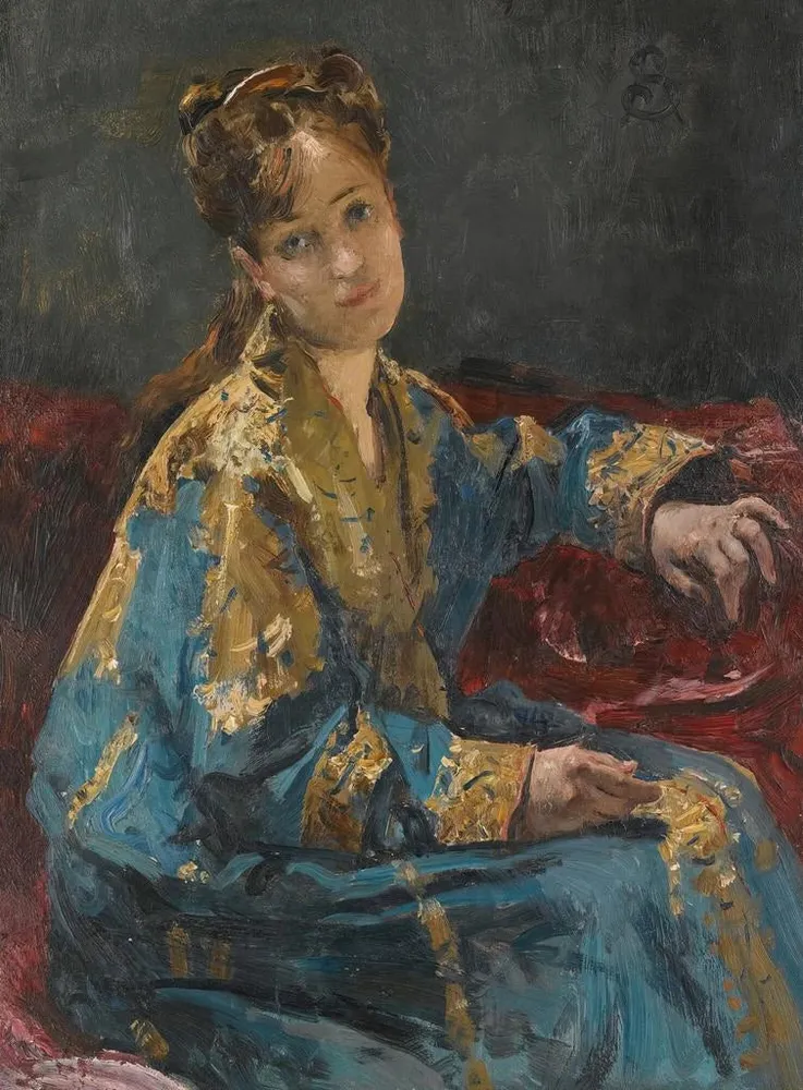 Gemälde La Dame en bleu - Alfred Stevens | Kunstdruck