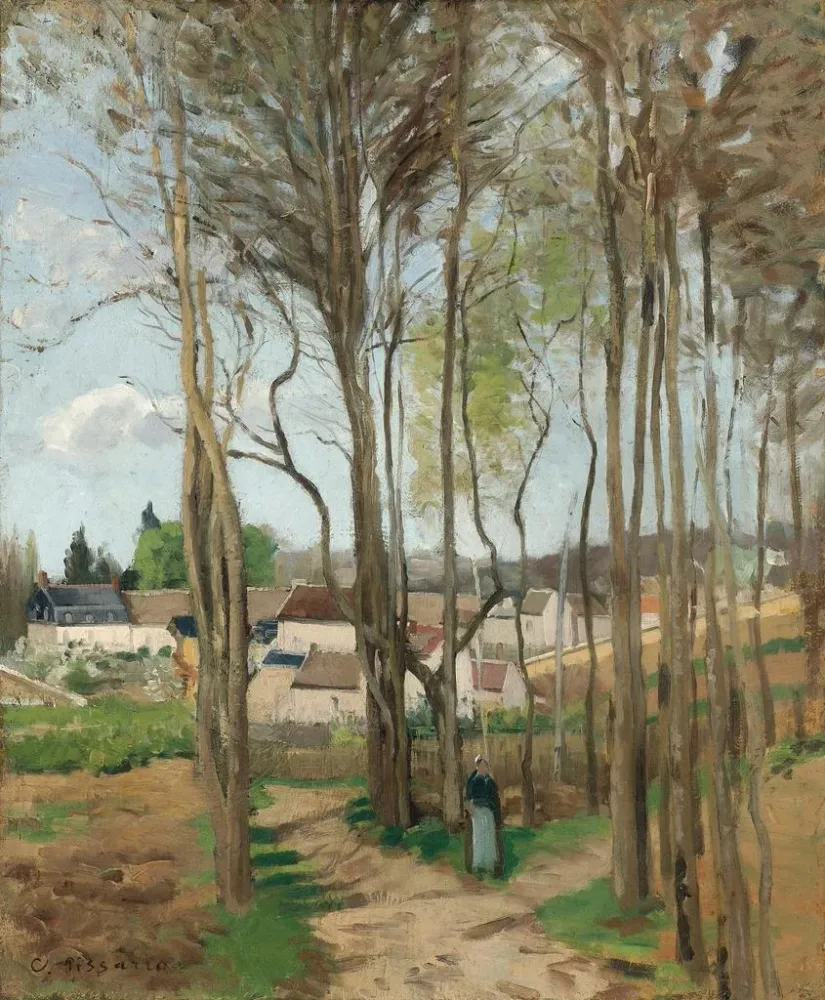 Gemälde Das Dorf durch die Bäume - Camille Pissarro | Kunstdruck