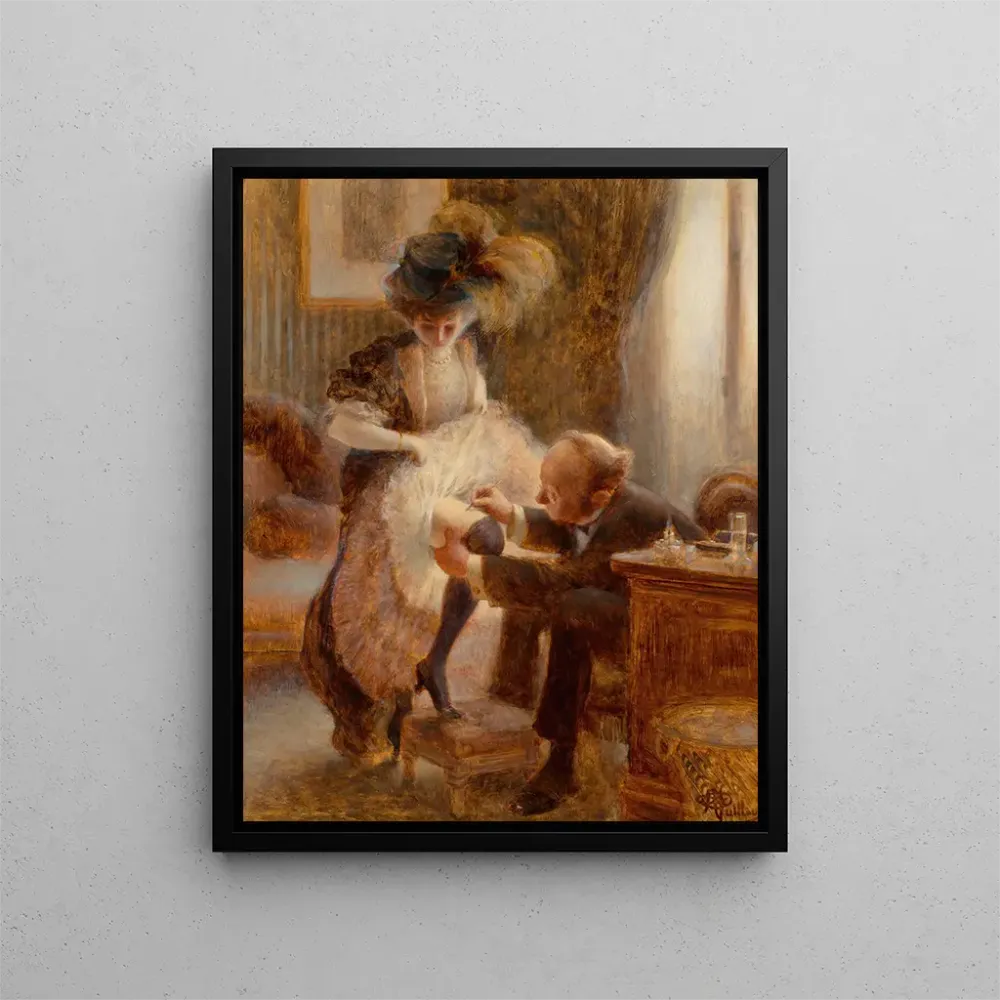 Gemälde, das seinen Unterrock hebt - Albert Guillaume | Kunstdruck