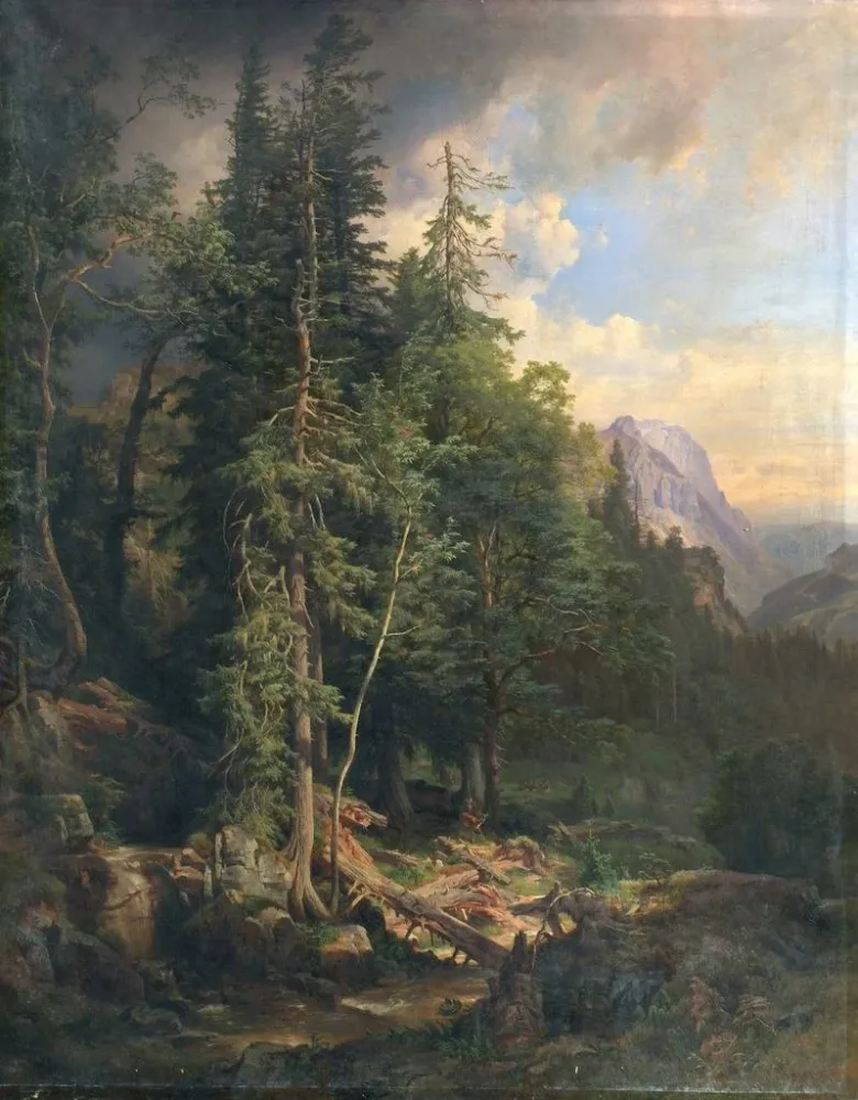 Gemälde der Bergwälder der Steiermark bei Neuberg - Anton Hansch | Kunstdruck