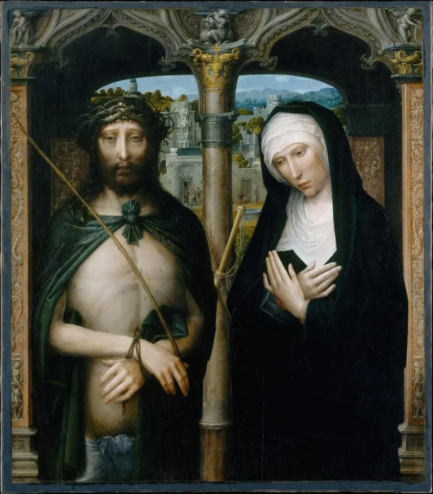 Gemälde Der gekrönte Christus mit Dornen Ecce Homo und die trauernde Jungfrau - Adriaen Isenbrandt | Kunstdruck