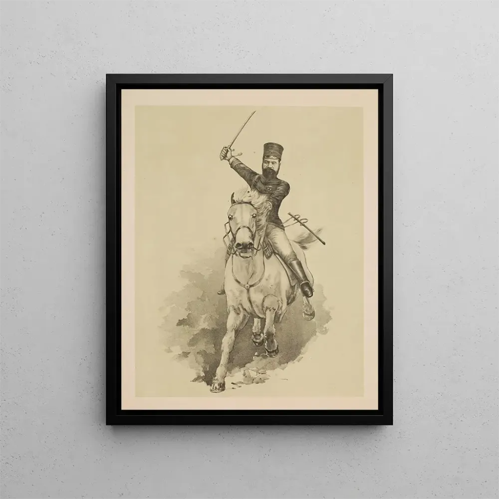 Gemälde Der General Yamazawa, Kommandant der vierten Division, auf seinem Pferd - Anonym | Kunstdruck