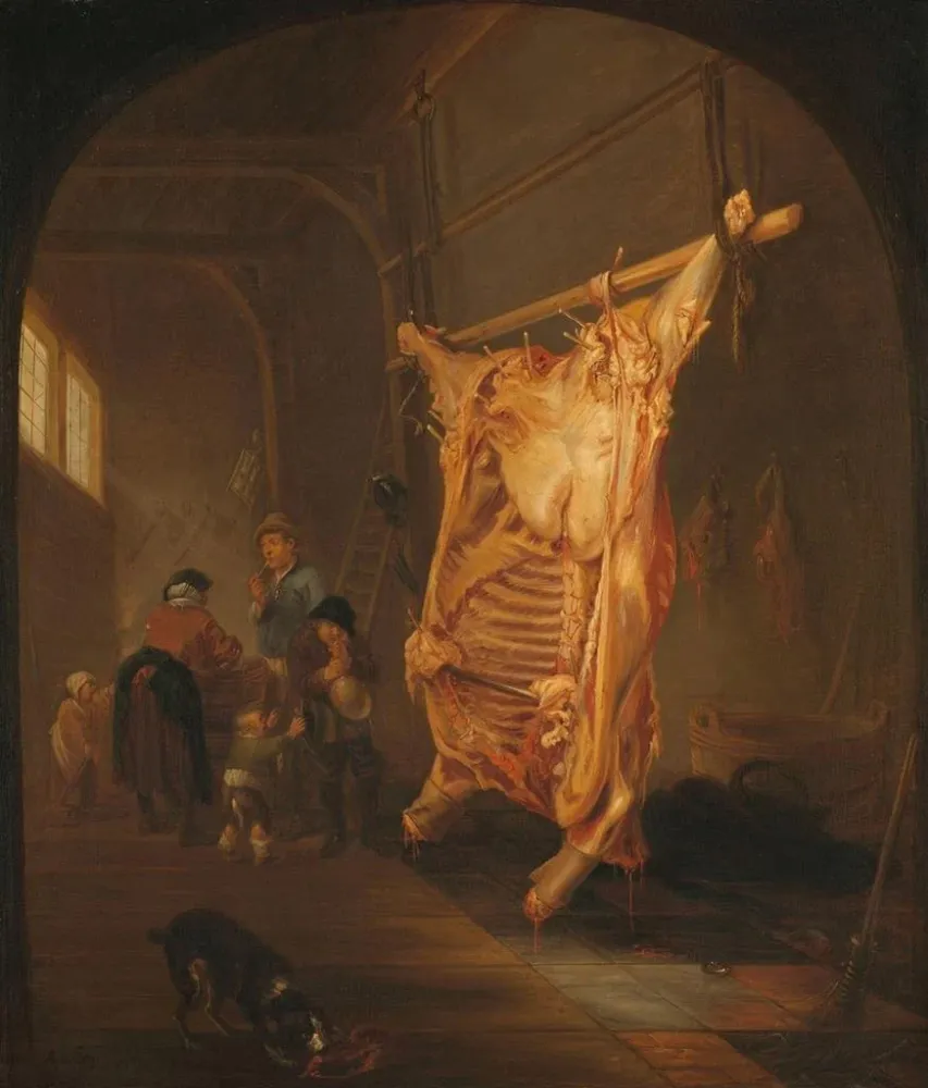 Gemälde Der geschlachtete Bulle - Abraham van den Hecken | Kunstdruck