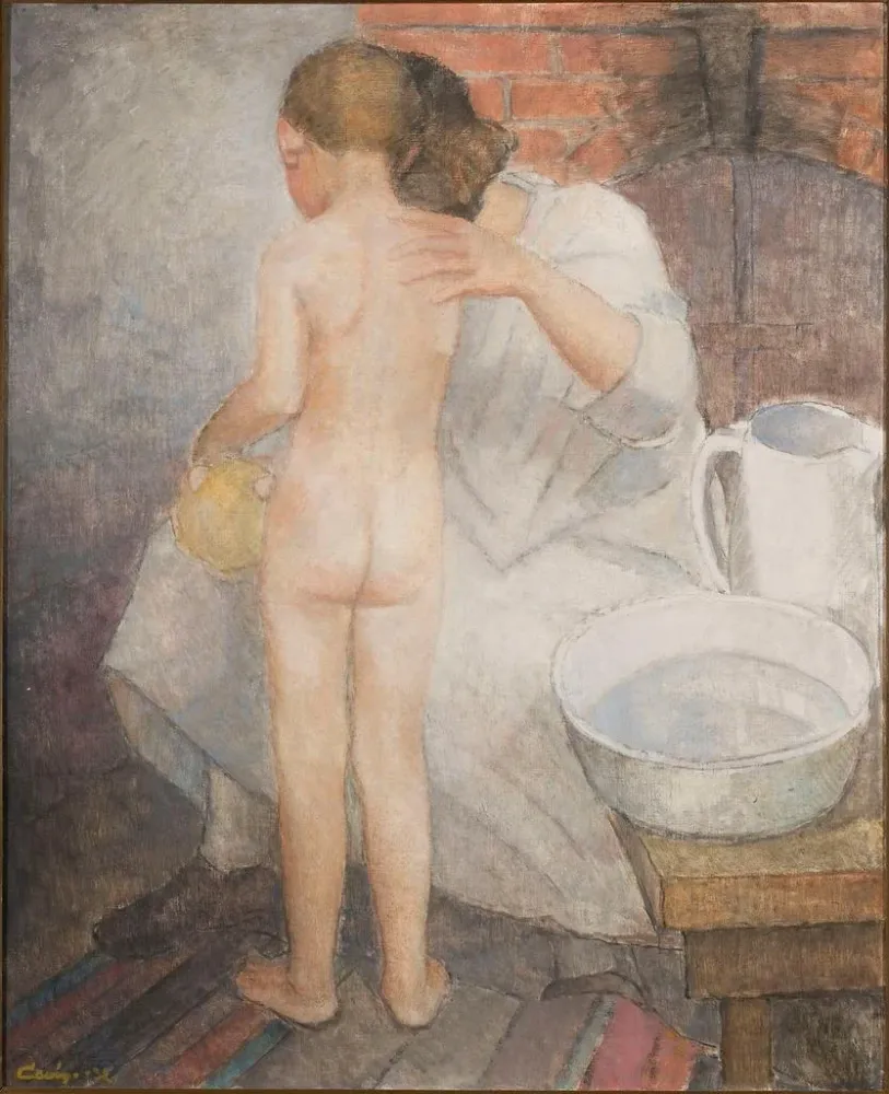 Gemälde Der Junge wird gewaschen - Alvar Cawén | Kunstdruck