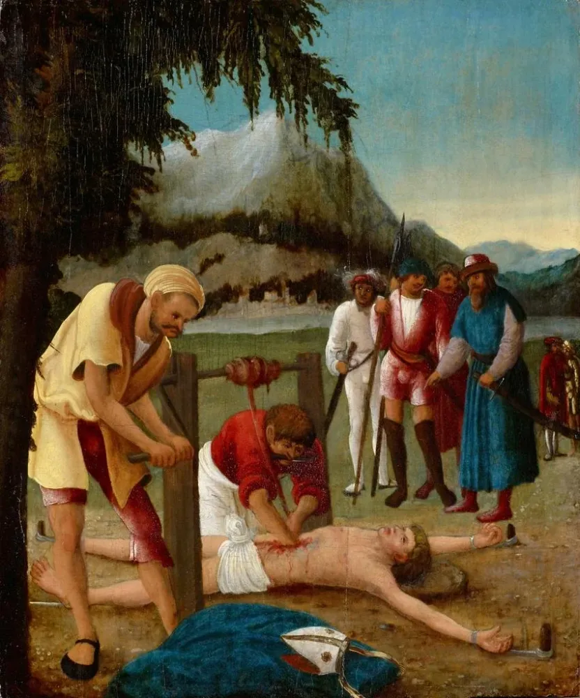 Gemälde Der Martyrium des heiligen Erasmus - Atelier von Albrecht Altdorfer | Kunstdruck