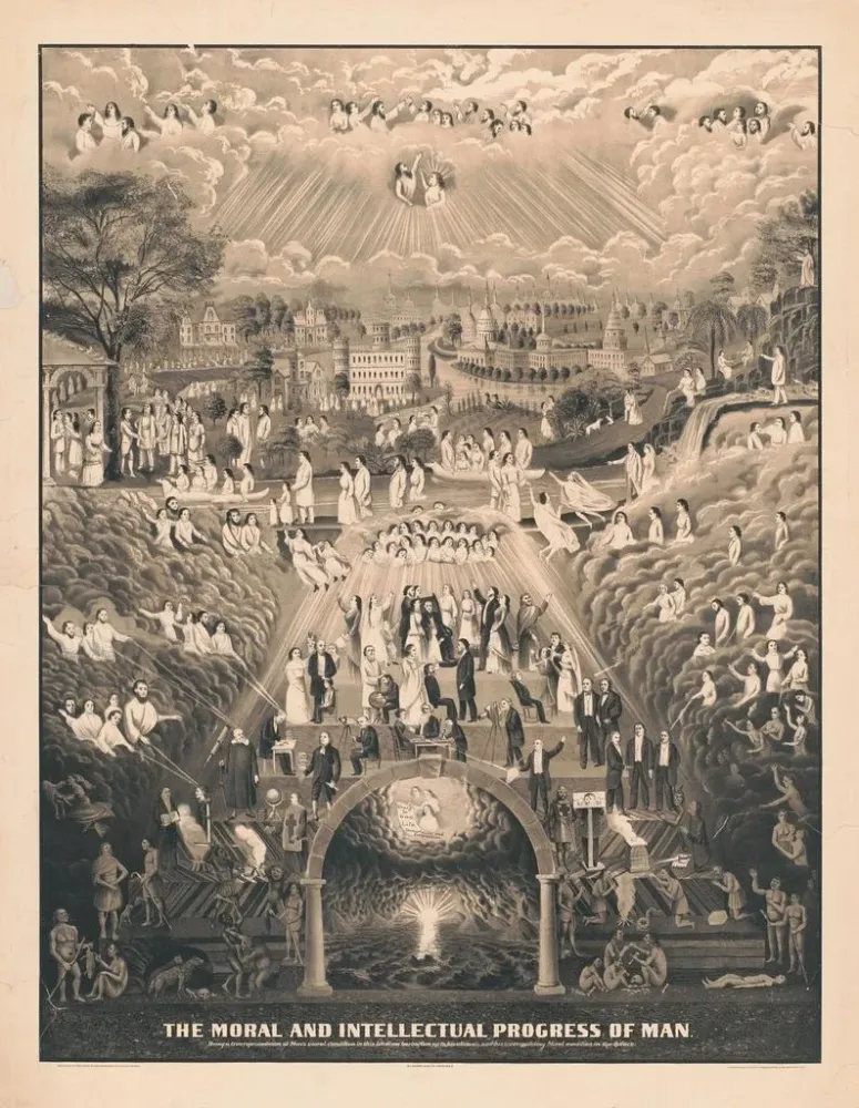 Gemälde Der moralische und intellektuelle Fortschritt des Menschen - W. J. Morgan Co Lith | Kunstdruck