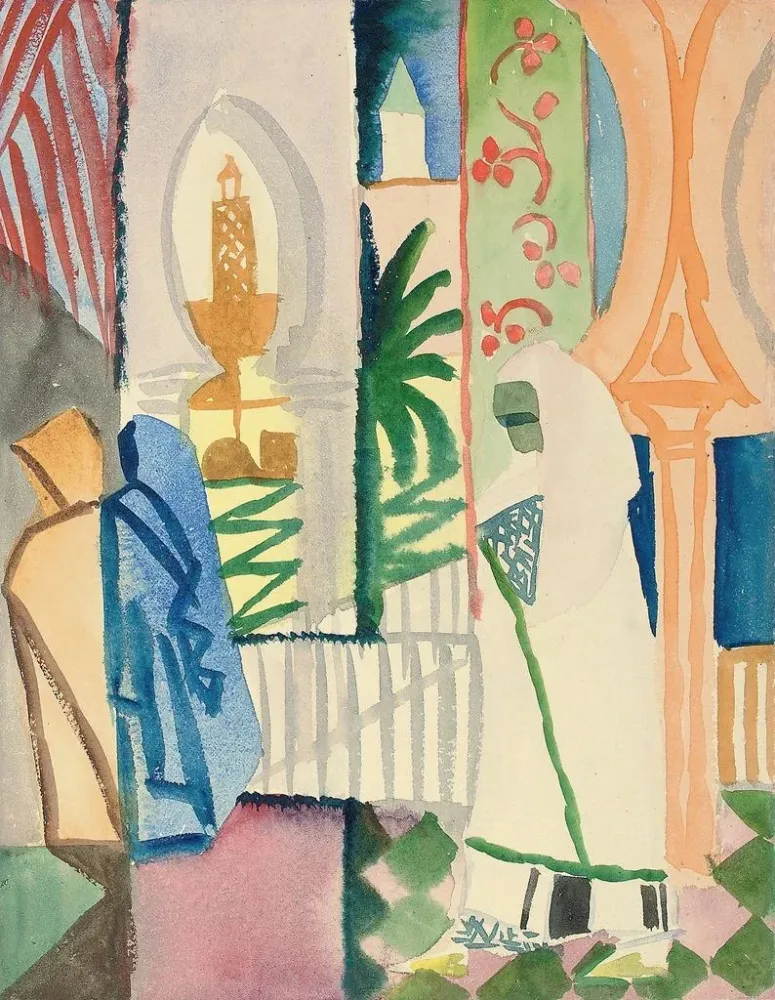 Gemälde der Tempelhalle - August Macke | Kunstdruck