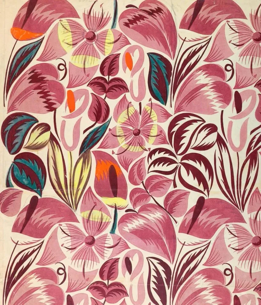 Gemälde Design textile Tropische Blumen - Anonym | Kunstdruck