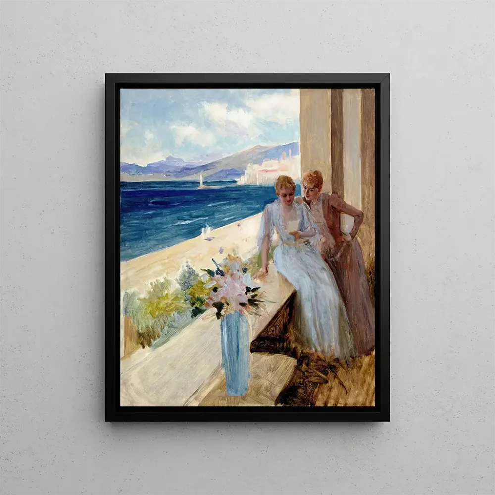 Gemälde Die Frau des Künstlers und Emilie Von Etter auf dem Balkon Cannes - Albert Edelfelt | Kunstdruck