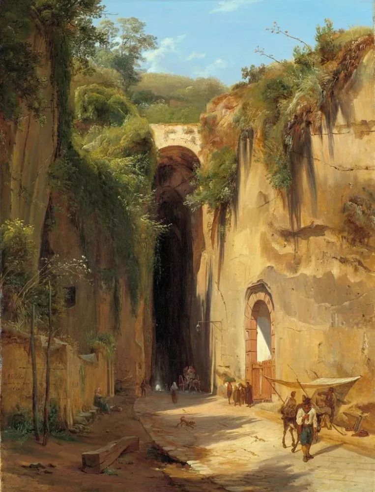 Gemälde Die Grotte von Posillipo Neapel - Antonie Sminck Pitloo | Kunstdruck