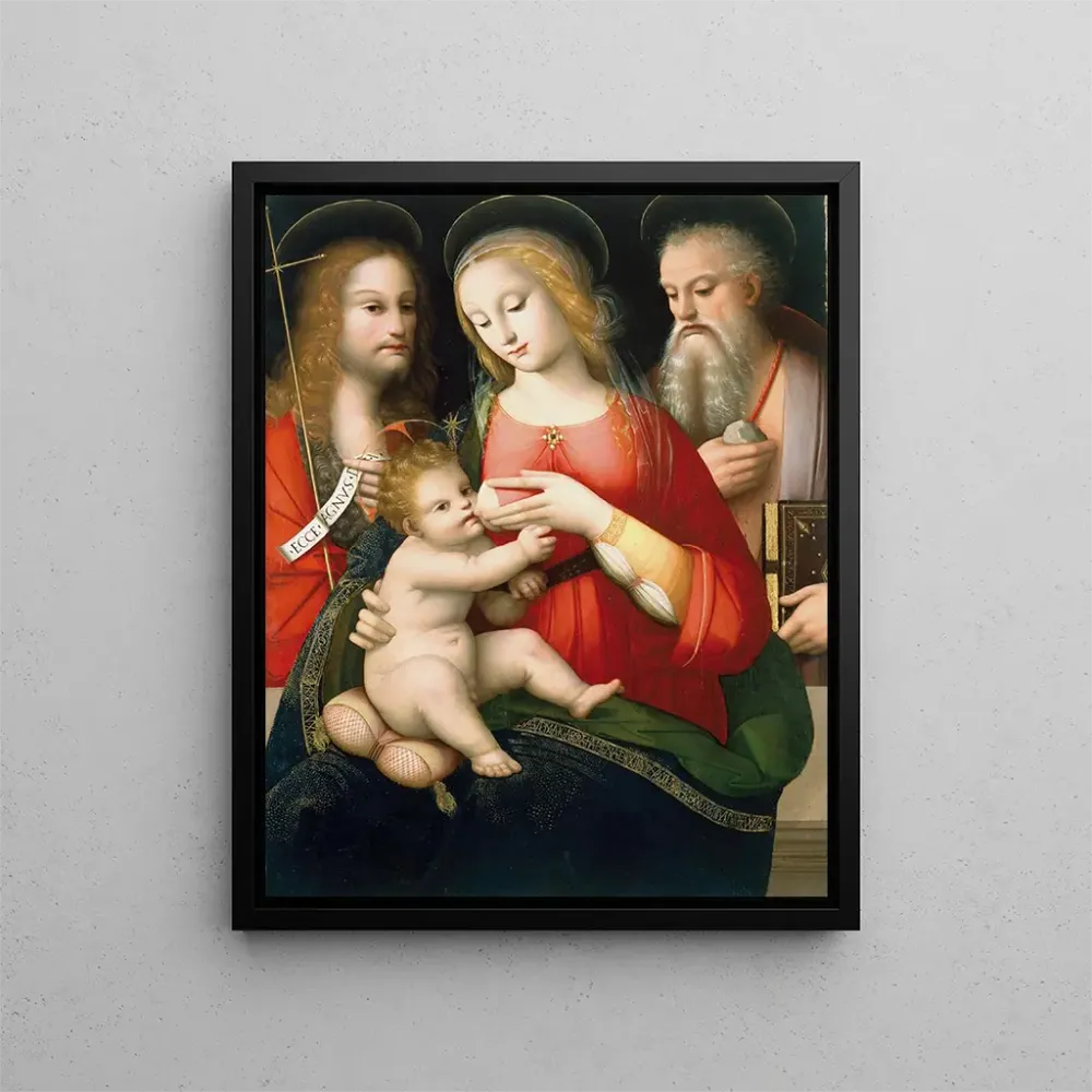 Gemälde Die Jungfrau mit Kind und die Heiligen Johannes der Täufer und Hieronymus - Andrea del Brescianino | Kunstdruck