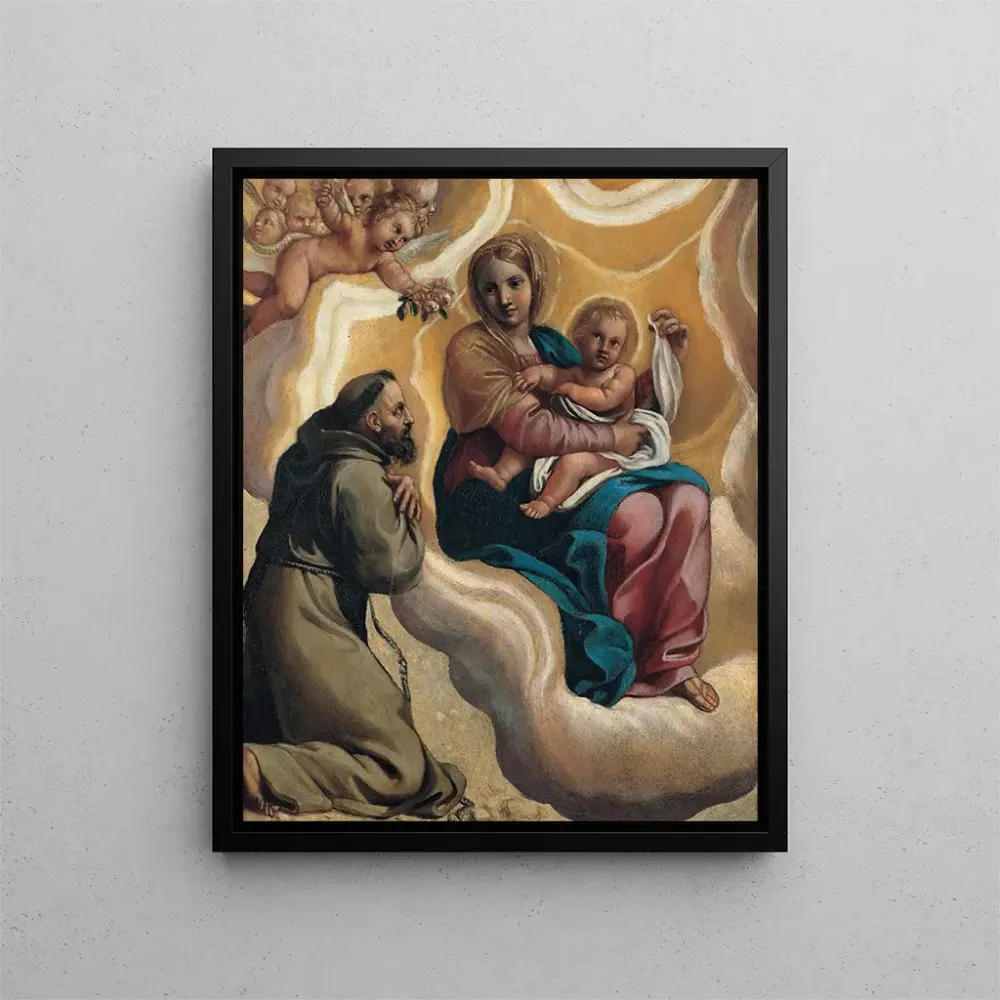 Gemälde Die Jungfrau mit Kind und Saint François - Antonio Carracci
