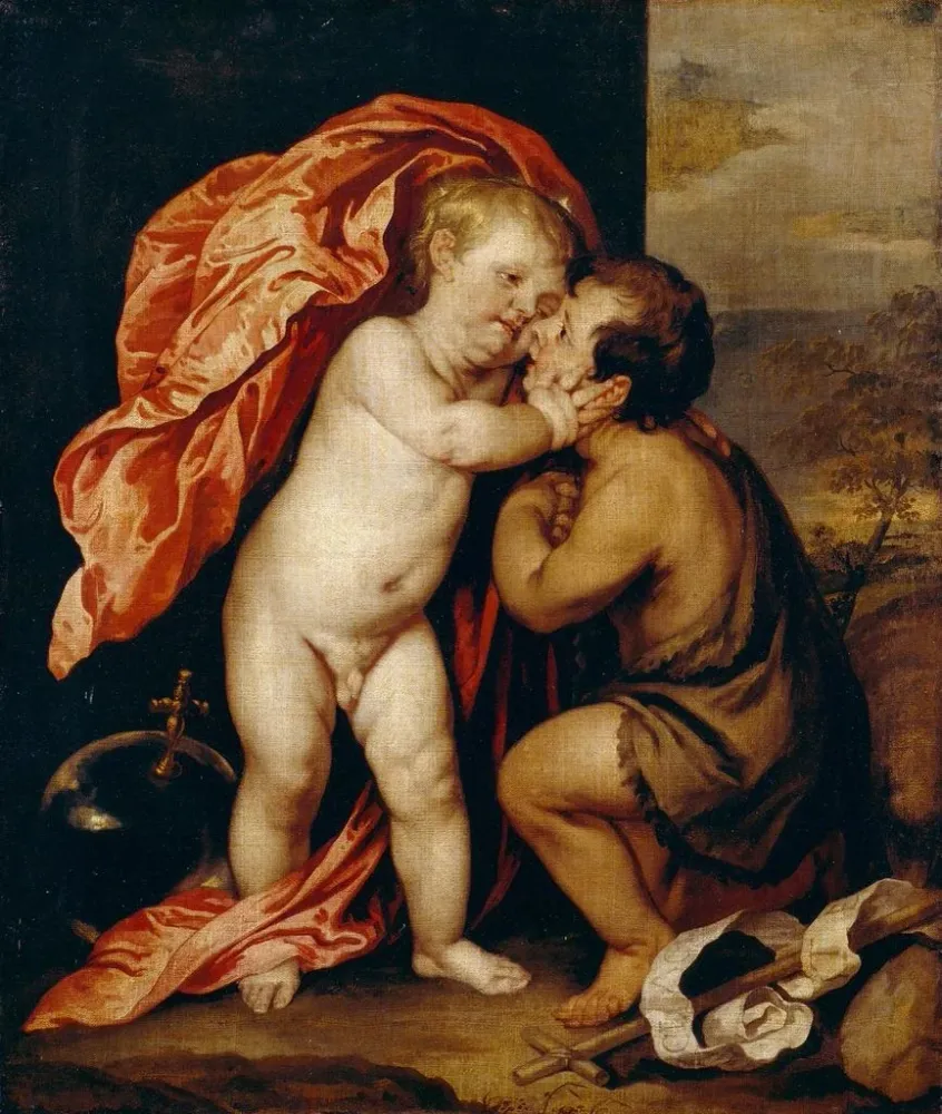 Gemälde Die Kinder Jesu und Johannes der Täufer - Antoine van Dyck | Kunstdruck