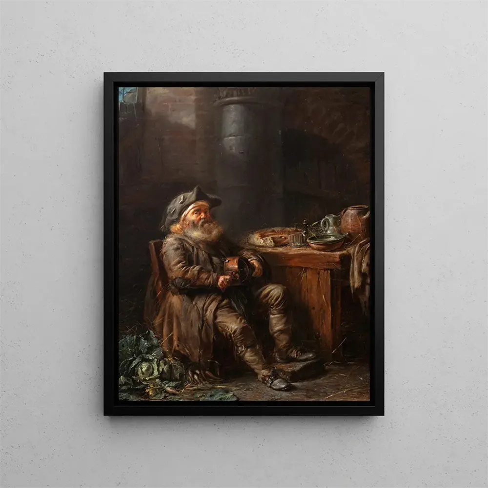 Gemälde Ein alter Mann, der einem Interieur Laute spielt - Alexandre Moitte | Kunstdruck