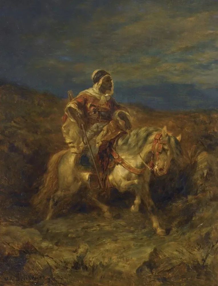 Gemälde Ein arabischer Späher auf Pferd - Adolf Schreyer | Kunstdruck