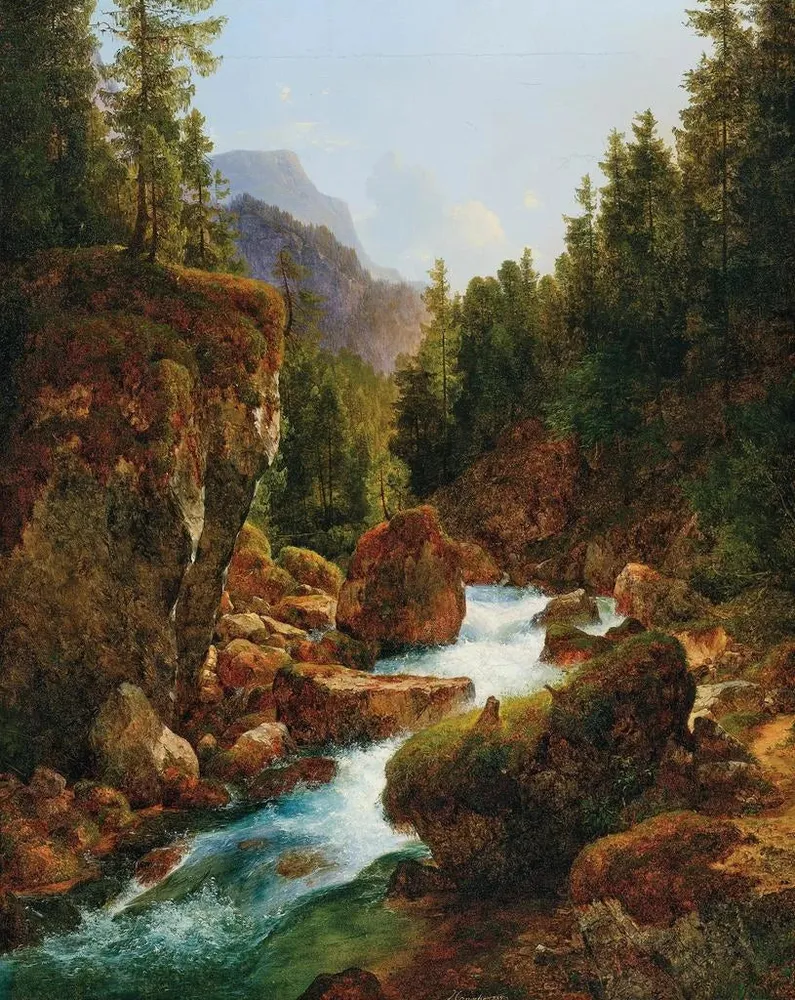 Gemälde Ein Bergsturz - Anton Hansch | Kunstdruck