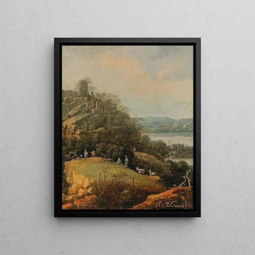 Gemälde Ein Flusslandschaft mit einer Ruine und Figuren - Adriaen Bloemaert | Kunstdruck