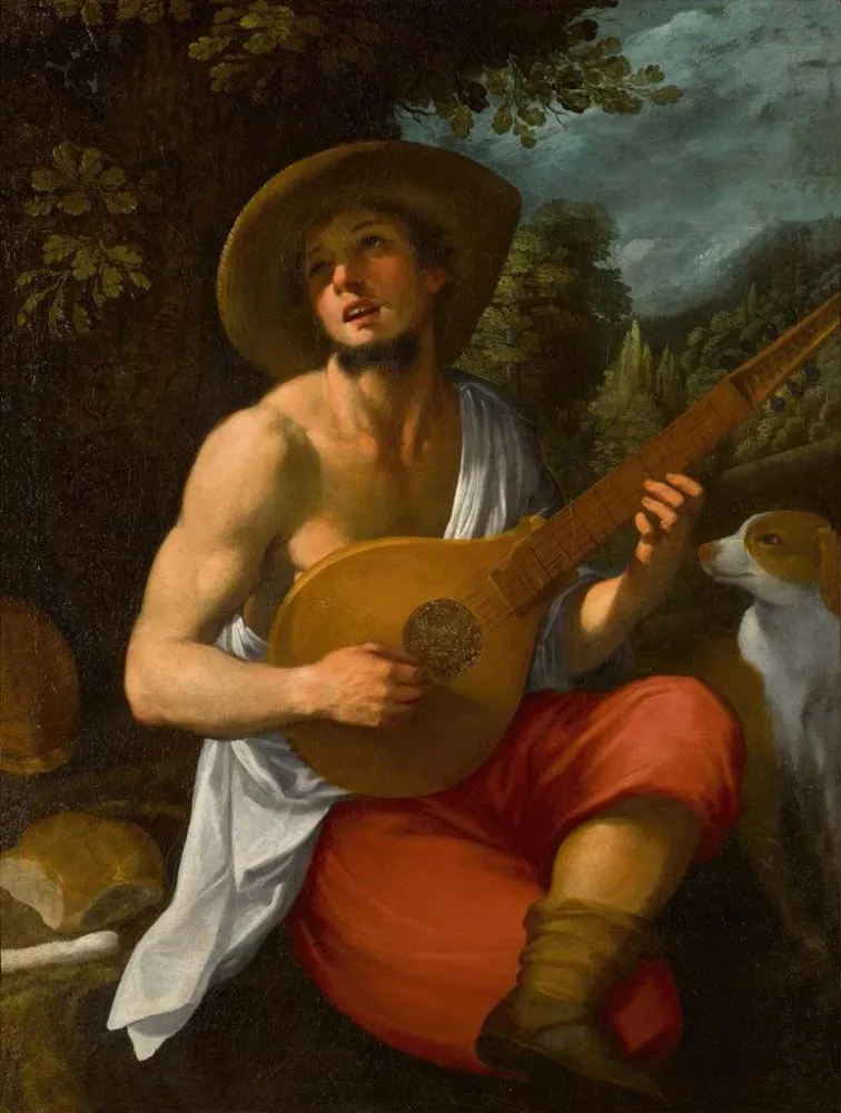 Gemälde Ein Hirte, der Ceteraspiel spielt - Astolfo Petrazzi | Kunstdruck