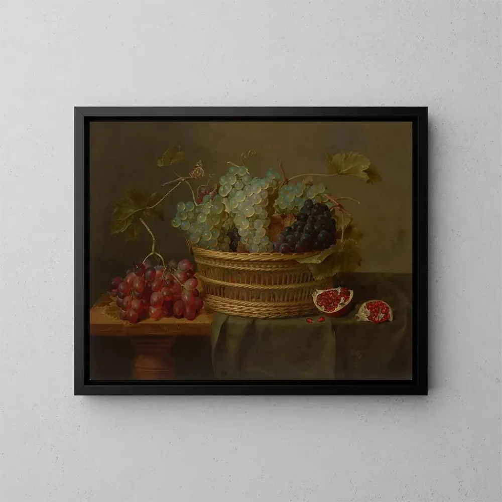Gemälde Ein Korb mit Trauben und einer Granate auf einem Tisch - Jacob van Hulsdonck | Kunstdruck