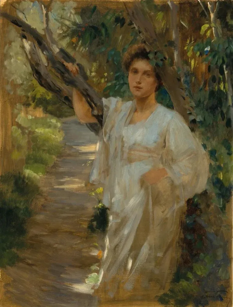 Gemälde Ein Mädchen im Wald - Alois Hans Schram | Kunstdruck