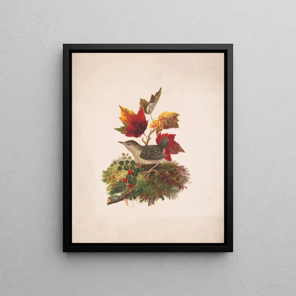 Gemälde Ein Vogel mit Herbstlaub - Louis Prang Co | Kunstdruck