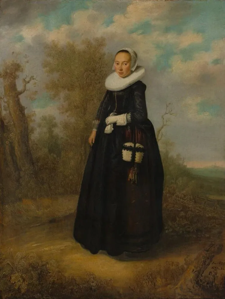 Gemälde Eine junge Frau einer Landschaft - Anonym | Kunstdruck
