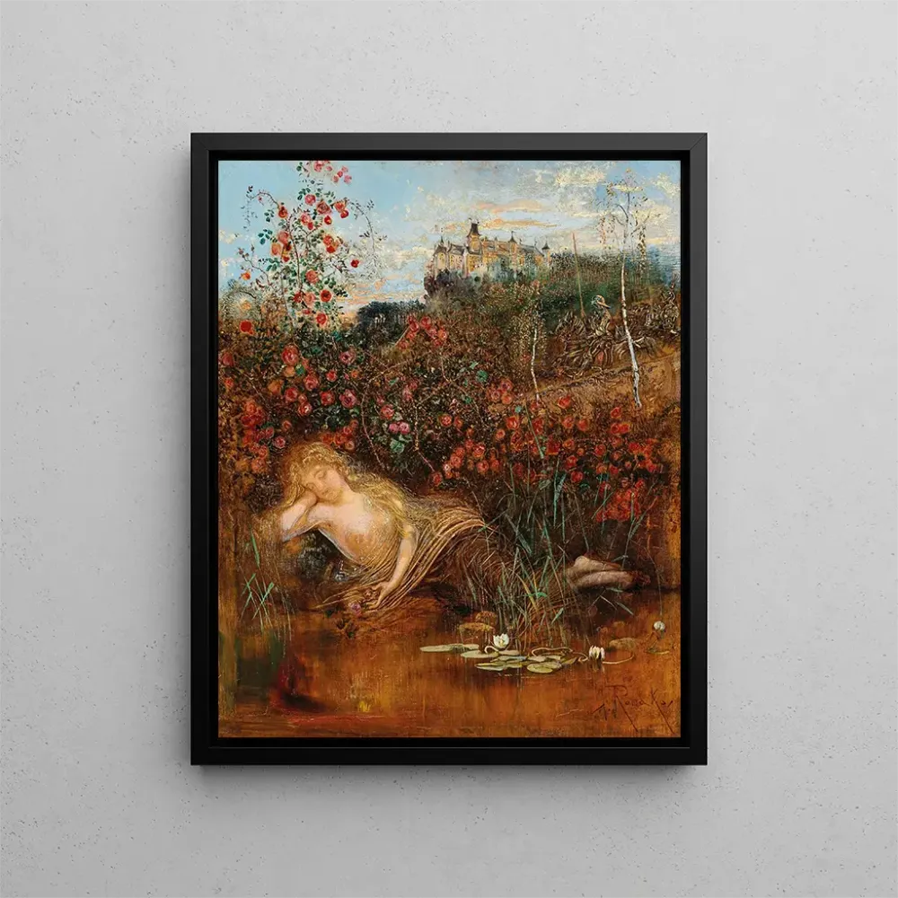 Gemälde Eine Nymphe aus Kamptal unter einer Rosenhecke - Anton Romako | Kunstdruck