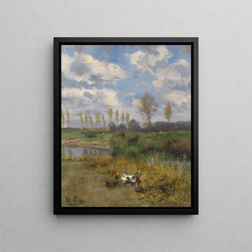 Gemälde Enten am Bachufer - Adolf Lins | Kunstdruck