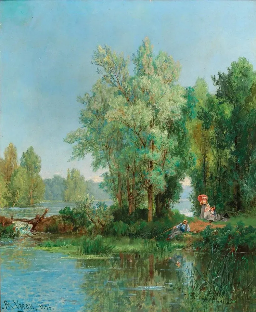 Gemälde Familienausflug den Fluss - Alexandre René Véron | Kunstdruck