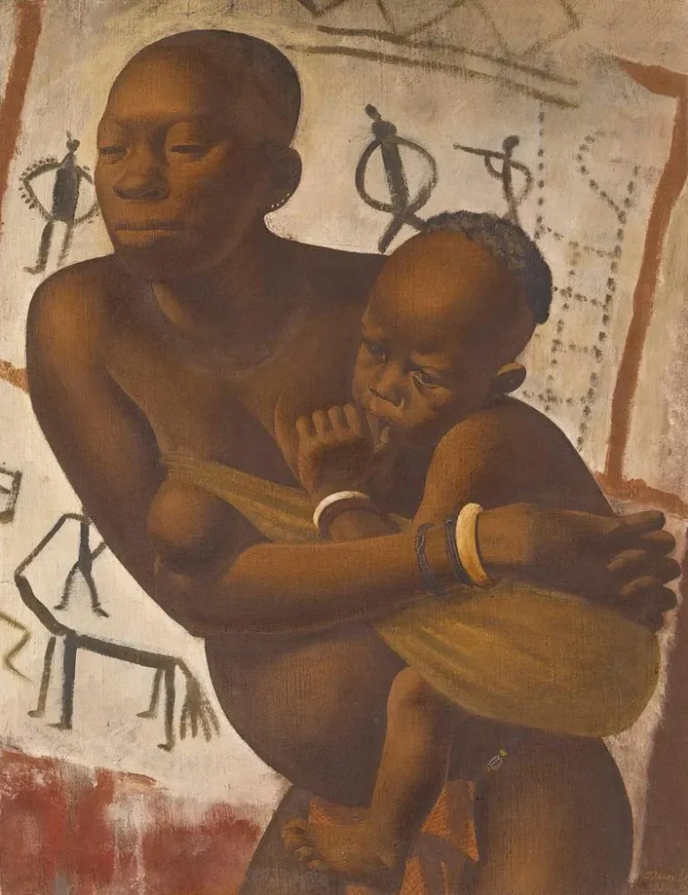 Gemälde Frau Banda mit ihrem Kind - Alexandre Iacovleff | Kunstdruck