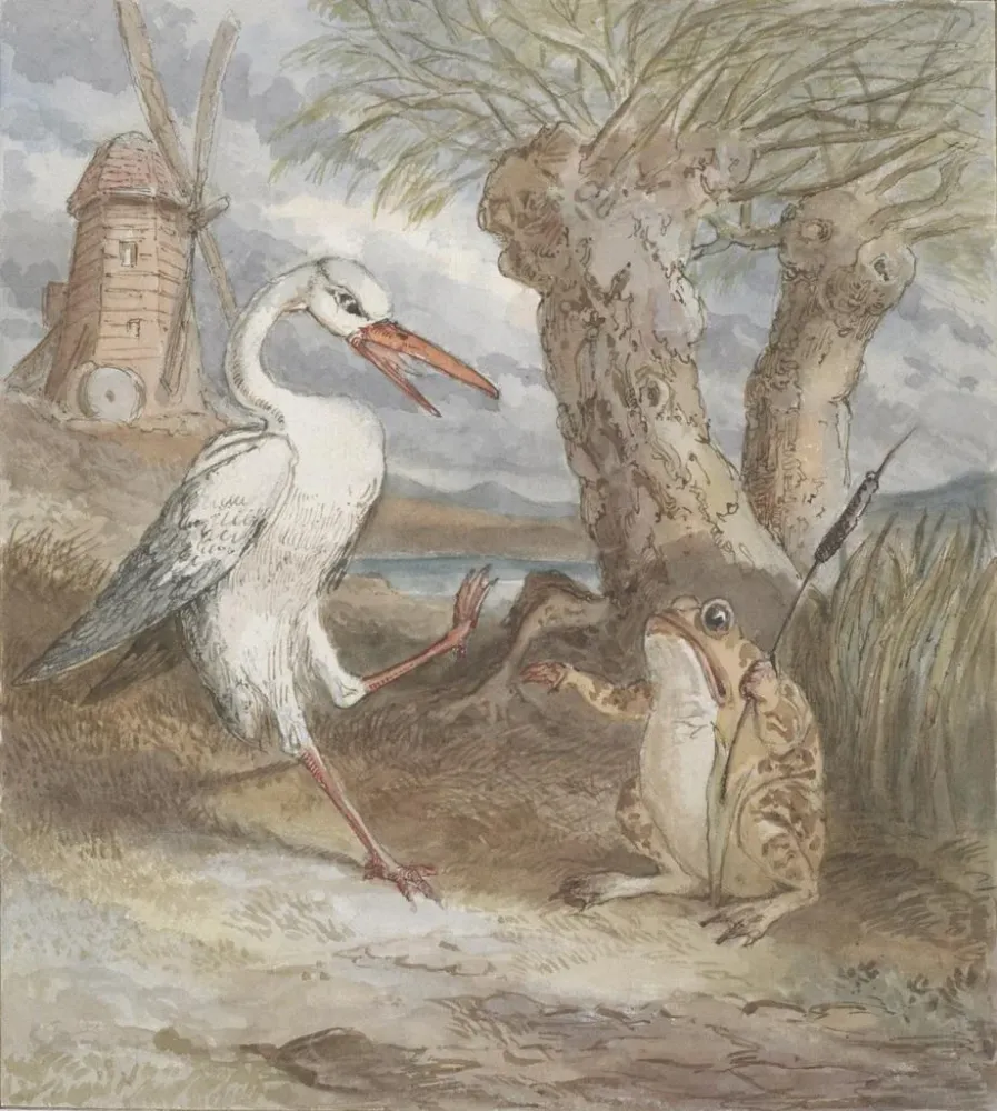 Gemälde Frosch und Vogel - Alfred Crowquill | Kunstdruck