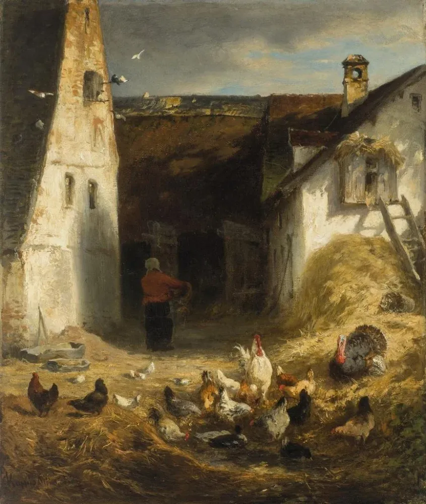 Gemälde Hühnermast der Region Dachau - Albert Kappis | Kunstdruck