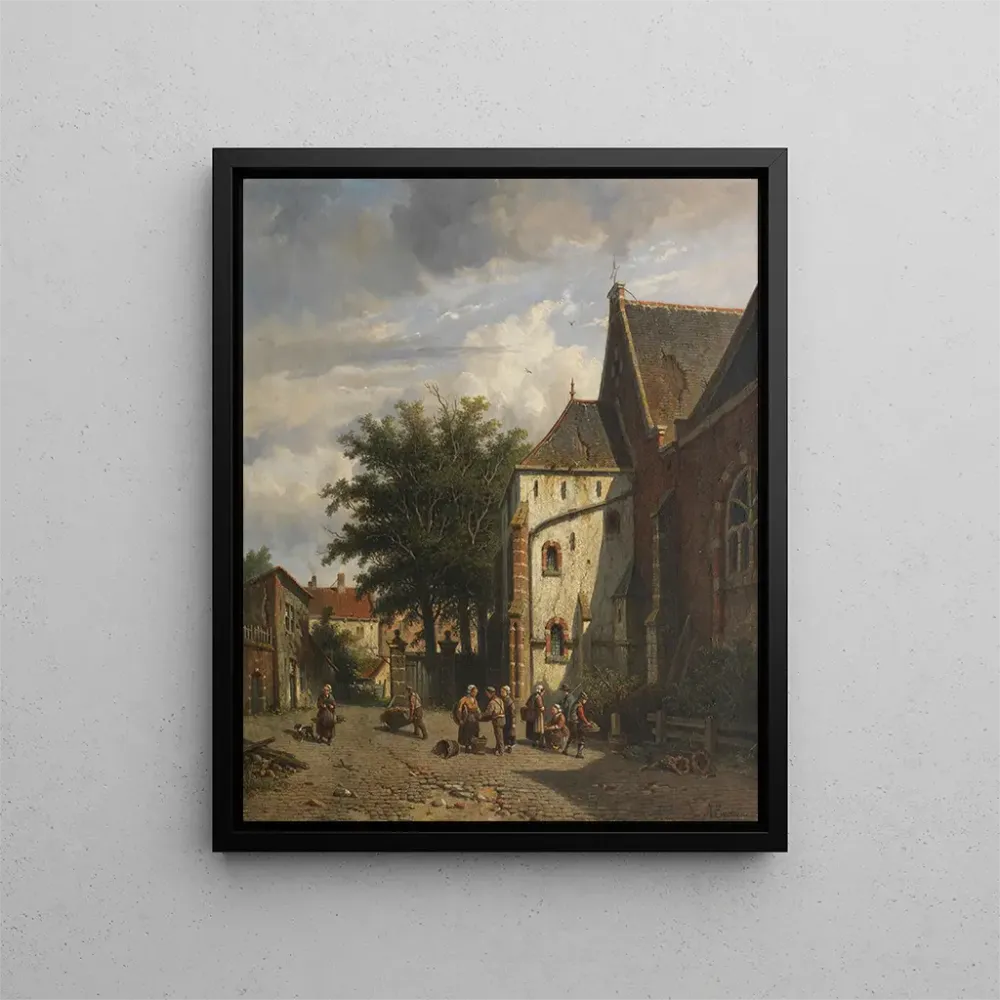 Gemälde Hinter der westlichen Kirche von Enkhuizen - Adrianus Eversen | Kunstdruck