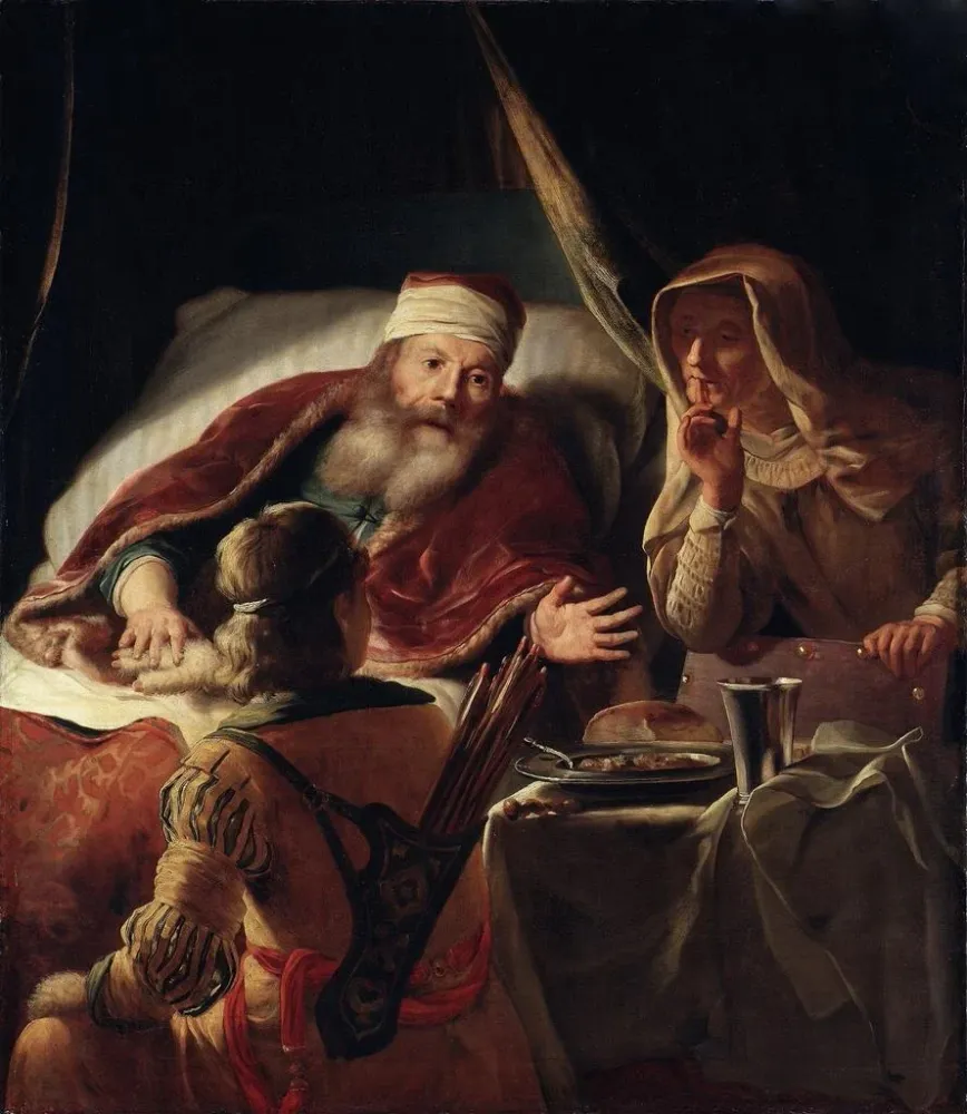 Gemälde Isaac bénissant Jacob - Abraham van Dijck | Kunstdruck