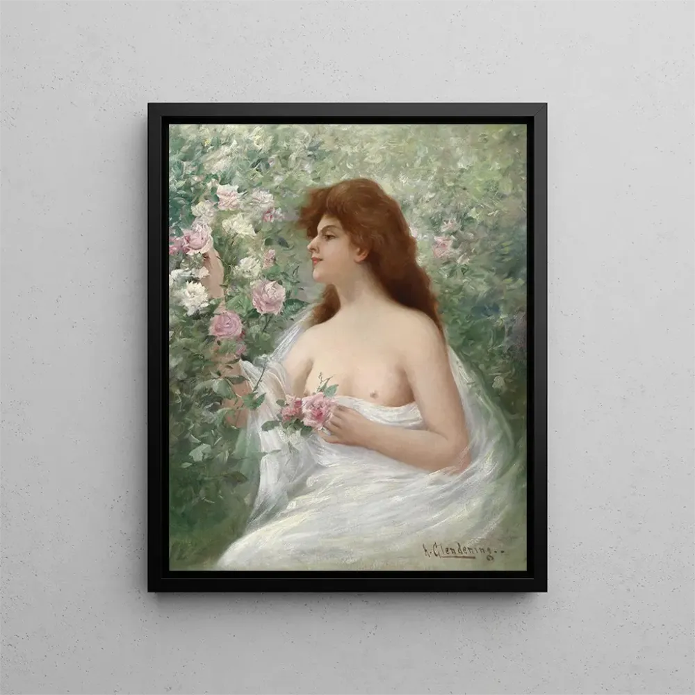Gemälde Junge Frau, die Rosen pflückt - Alfred Glendening Jr. | Kunstdruck