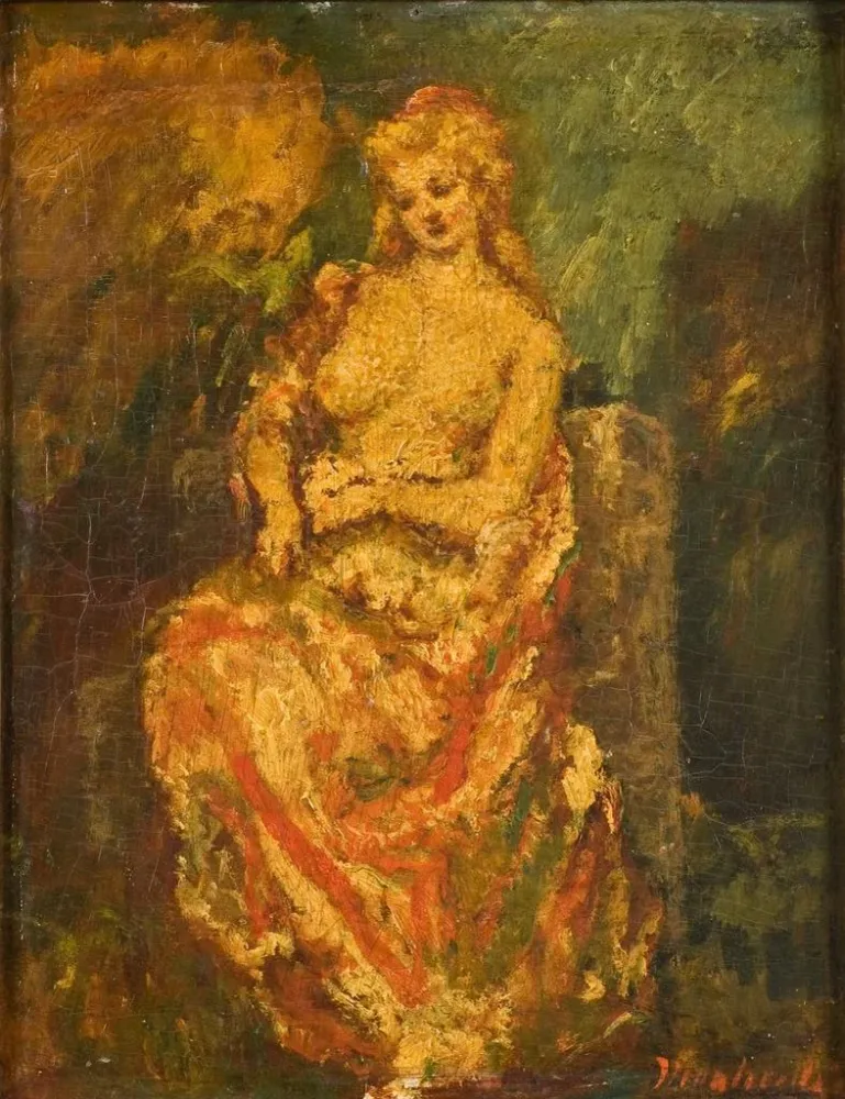 Gemälde Junge Frau mit einem Fächer - Adolphe Monticelli | Kunstdruck
