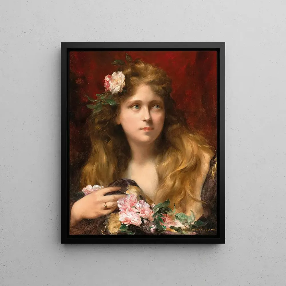 Gemälde Junge Frau mit Rosen - Alexis Vollon | Kunstdruck